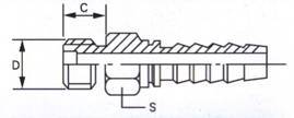 国标公制外螺纹平面带O型圈 接头代号：M型